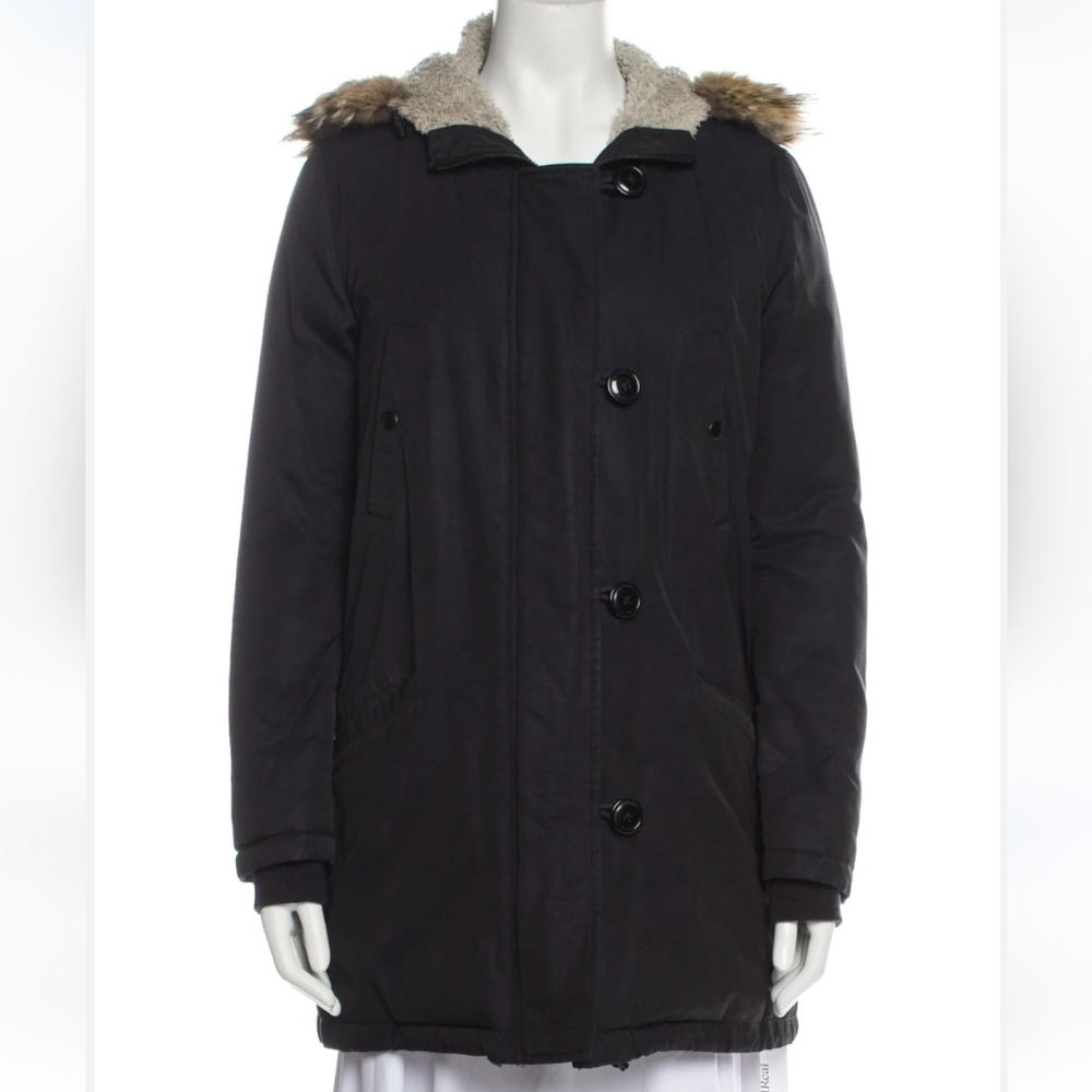 Theory Norberta Parka Coyote Fur Hood Down Puffer Jacket